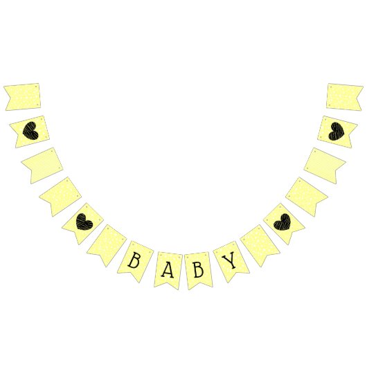Geel en zwart Baby Heart Garland Banner (Alle)
