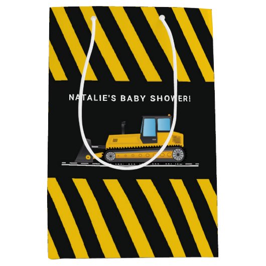 Geel en zwart Baby shower Medium Cadeauzakje (Voorkant)