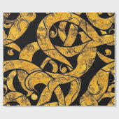 Geel en zwart Batik Patroon Cadeaupapier (Vlak)