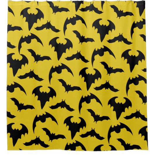 Geel en zwart Bats Halloween Douchegordijn (Voorkant)