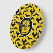 Geel en zwart Bats Halloween Grote Klok (Hoek)