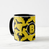 Geel en zwart Bats Halloween Mok (Voorkant links)
