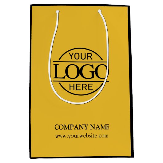 Geel en zwart Bedrijfsbedrijf Business Logo Medium Cadeauzakje (Voorkant)