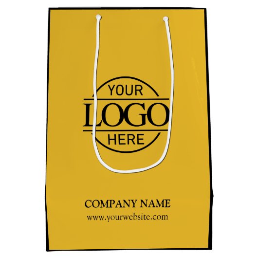 Geel en zwart Bedrijfsbedrijf Business Logo Medium Cadeauzakje (Achterkant)