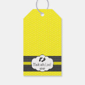 Geel en Zwart Bee Baby shower Dank u Cadeaulabel (Achterkant)
