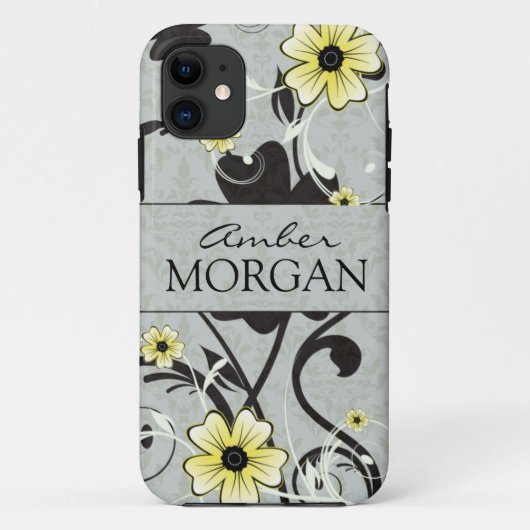 Geel en zwart bloem iphone 5 hoesje (Achterkant)
