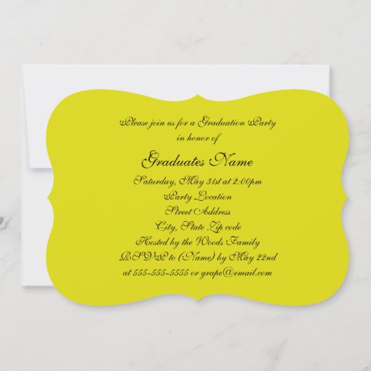 Geel en zwart Bloemen Pet 2025 Afstudeerfeest Kaart (Achterkant)