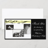 Geel en zwart bloemig Huwelijks dankkaart Bedankkaart (Voorkant / Achterkant)