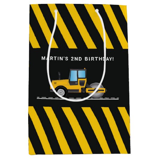 Geel en zwart bouwjaar medium cadeauzakje (Voorkant)