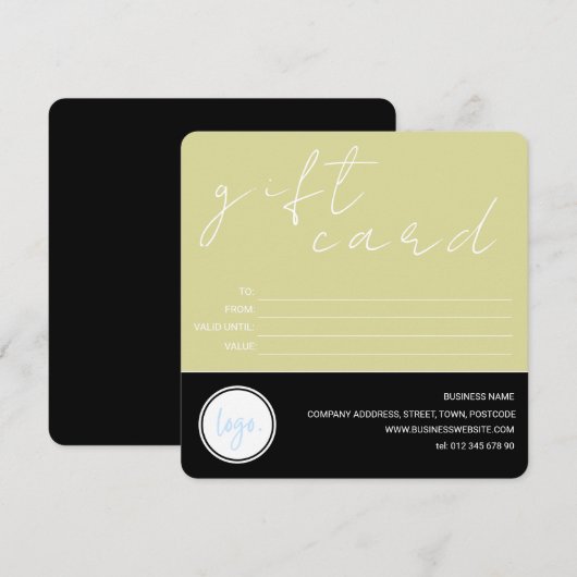 GEEL EN ZWART BUSINESS LOGO KLANTENCADEAU KAART (Voorkant / Achterkant)