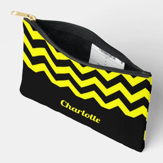 geel en zwart chevron patroon etui (Open)