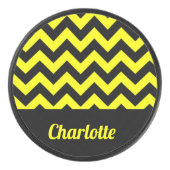 geel en zwart chevron patroon hockey puck (Voorkant)