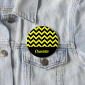 geel en zwart chevron patroon ronde button 7,6 cm (In situ)