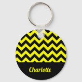  geel en zwart chevron patroon sleutelhanger (Voorkant)