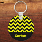  geel en zwart chevron patroon sleutelhanger (Voorkant)