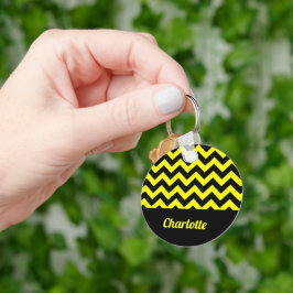geel en zwart chevron patroon sleutelhanger