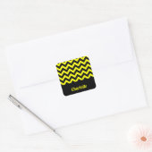 geel en zwart chevron patroon vierkante sticker (Envelop)