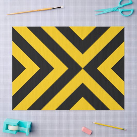 Geel en zwart Chevrons Tissue Paper Tissuepapier (Craft)