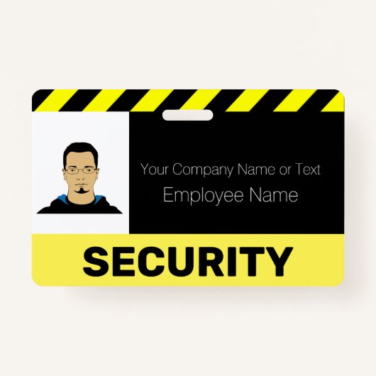 Geel en zwart Custom Photo Security Guard ID Badge (Voorkant)