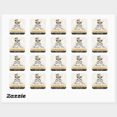 GEEL en Zwart Damask Baby Carriage Bedankt Vierkante Sticker (Vel)