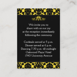 Geel en zwart Damask op Linen Enclosure Kaart