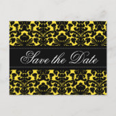 Geel en zwart Damask Save the Date Kaart (Voorkant)