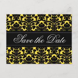 Geel en zwart Damask Save the Date Kaart
