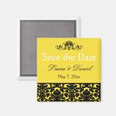 Geel en zwart Damask sparen de Magnet van de Datum (Voorkant / Achterkant)