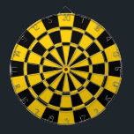 Geel en zwart dartbord<br><div class="desc">Golden Yellow and Black Dart Board</div>