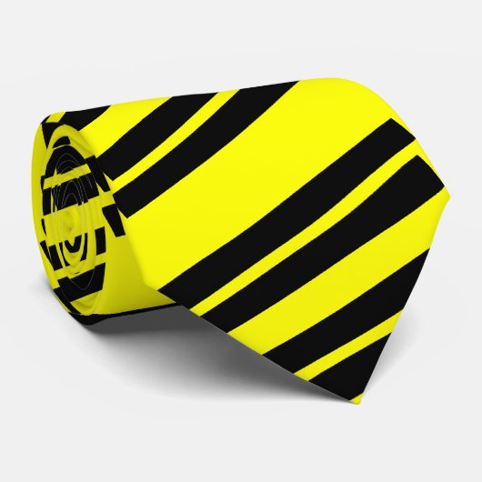 Geel en Zwart Diagonaal Gestreept Stropdas (Opgerold)