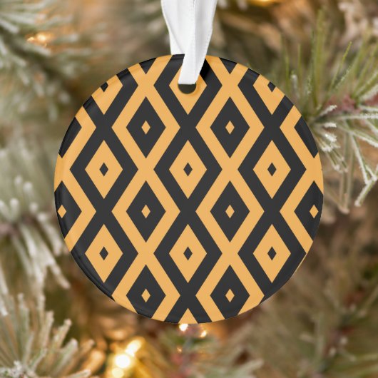 Geel en zwart diamantpatroon ornament (Boom)