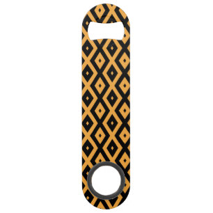 Geel en zwart diamantpatroon speed flessenopener