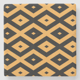 Geel en zwart diamantpatroon stenen onderzetter