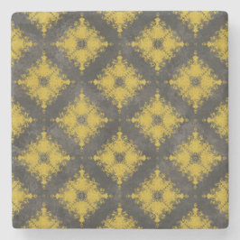 Geel en zwart diamantpatroon stenen onderzetter