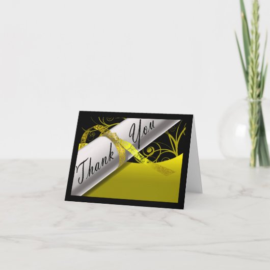 Geel en zwart diploma bedankkaart (Voorkant)