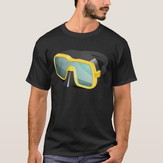 Geel en zwart duiken/Scuba/Snorkeletmasker T-shirt (Voorkant)