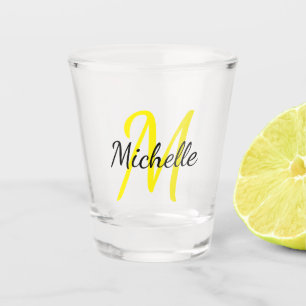 Geel en zwart Eenvoudig monogram Klassieke rendie Shot Glas