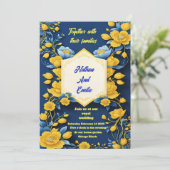 Geel en zwart elegante bruiloft uitnodiging (Staand voorkant)