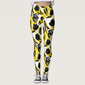 Geel en zwart Floral Leggings (Voorkant)