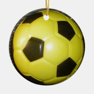 Geel en zwart Football. Keramisch Ornament