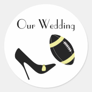 Geel en zwart Football met gekleurde envelop Ronde Sticker