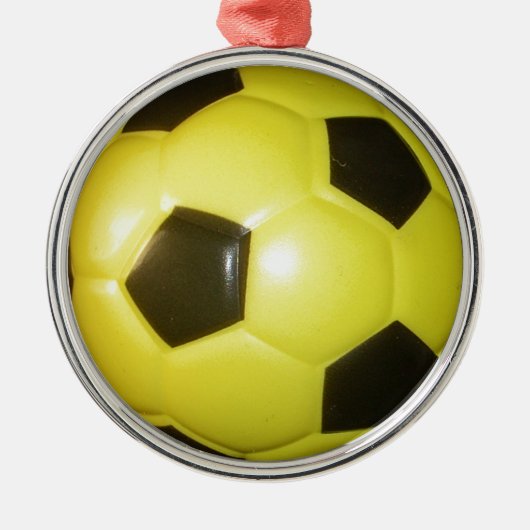 Geel en zwart Football. Metalen Ornament (Voorkant)