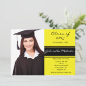 Geel en zwart Foto Afstuderen Uitnodiging (Staand voorkant)