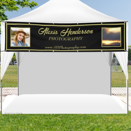 Geel en zwart foto/logo-boothdisplay spandoek