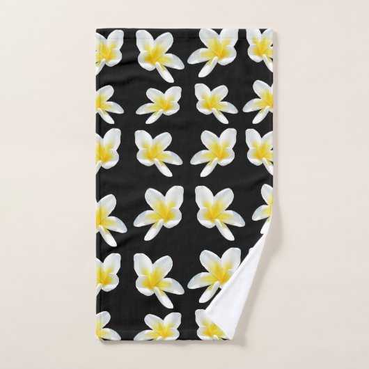 Geel en zwart Frangipani-patroon, Bad Handdoek (Handdoek)