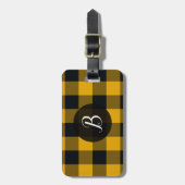 Geel en zwart gebundeld vierkant bagagelabel (Voorkant verticaal)