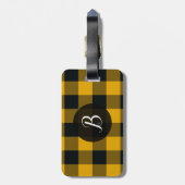 Geel en zwart gebundeld vierkant bagagelabel (Achterkant verticaal)