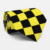 Geel en zwart gecheckt vlaggenpatroon stropdas (Opgerold)