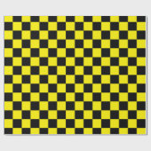 Geel en zwart gecontroleerd cadeaupapier (Vlak)
