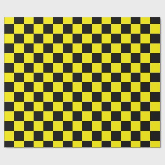 Geel en zwart gecontroleerd cadeaupapier (Vlak)